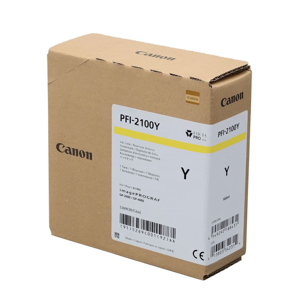 Canon PFI-2100Y Genuine Ink Cartridge Yellow 160ml 5269C001AA  PFI2100Y - Canon PFI-2100 Ink