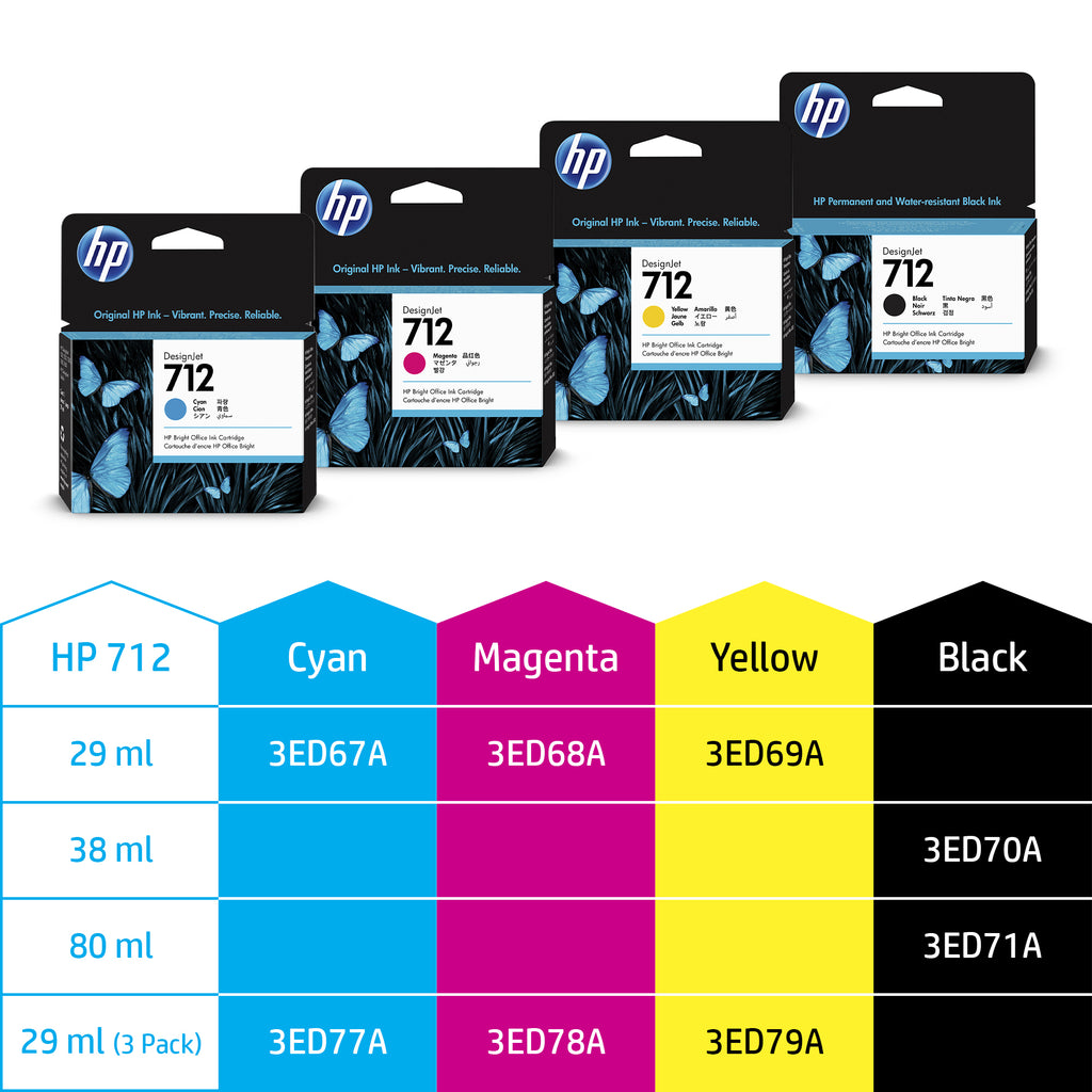 HP Genuine 3ED69A / 712 Ink cartridge yellow 29ml for HP DesignJet T 200