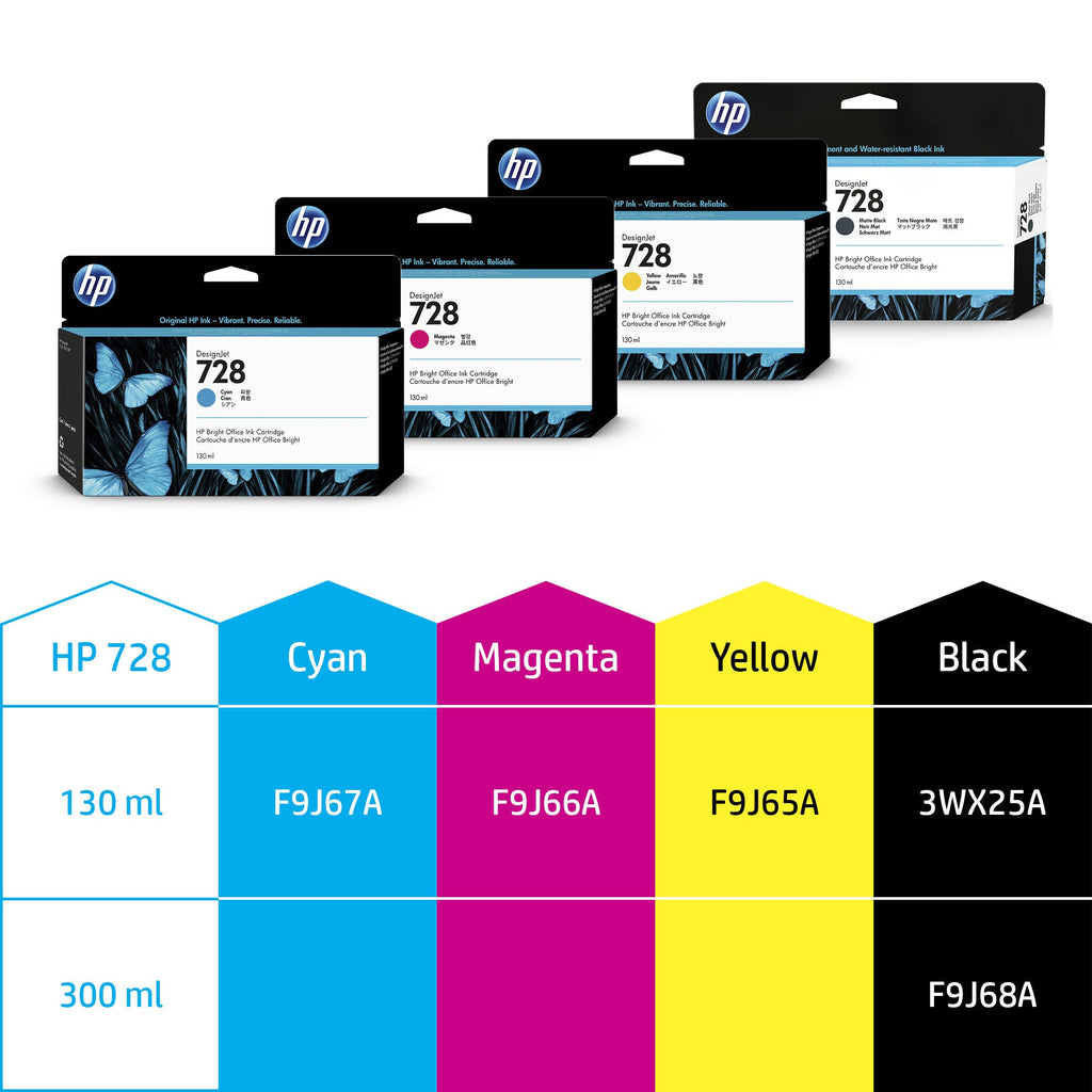 HP Genuine F9J68A / 728 Ink cartridge matt black 300ml for HP DesignJet T 730/830