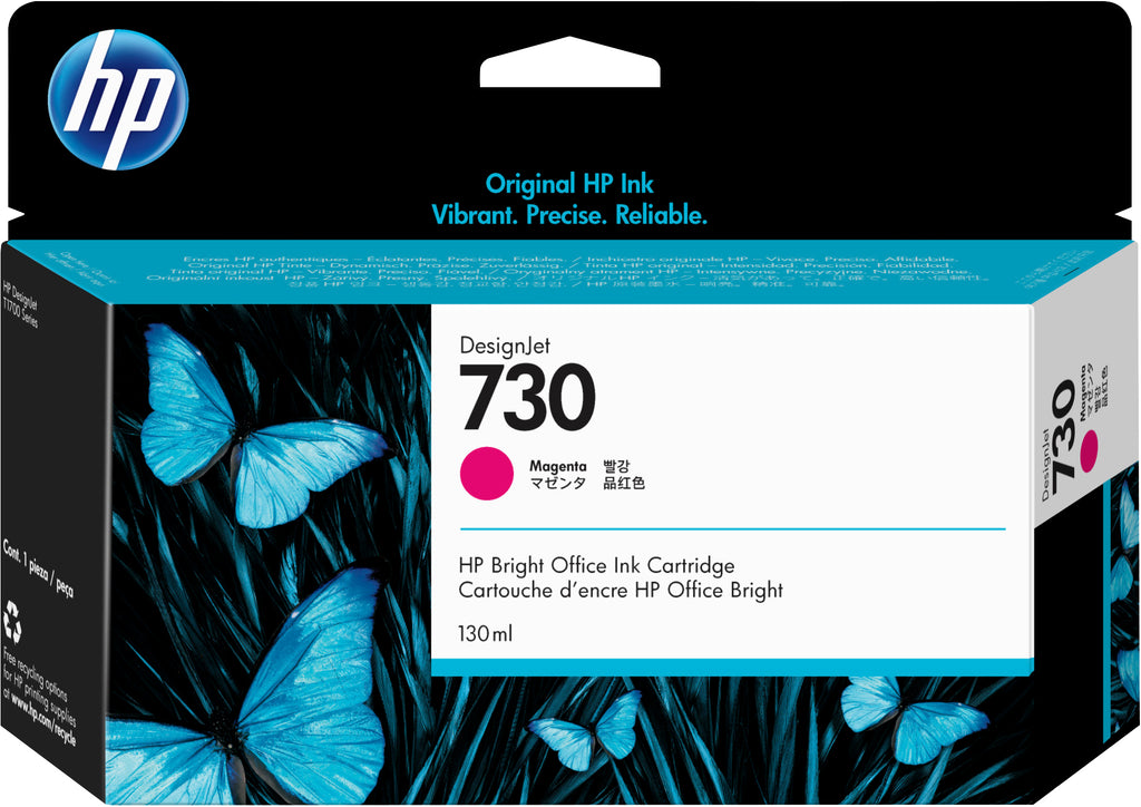 HP Genuine P2V63A / 730 Magenta Ink 130ml for HP DesignJet T 1600/1700/940